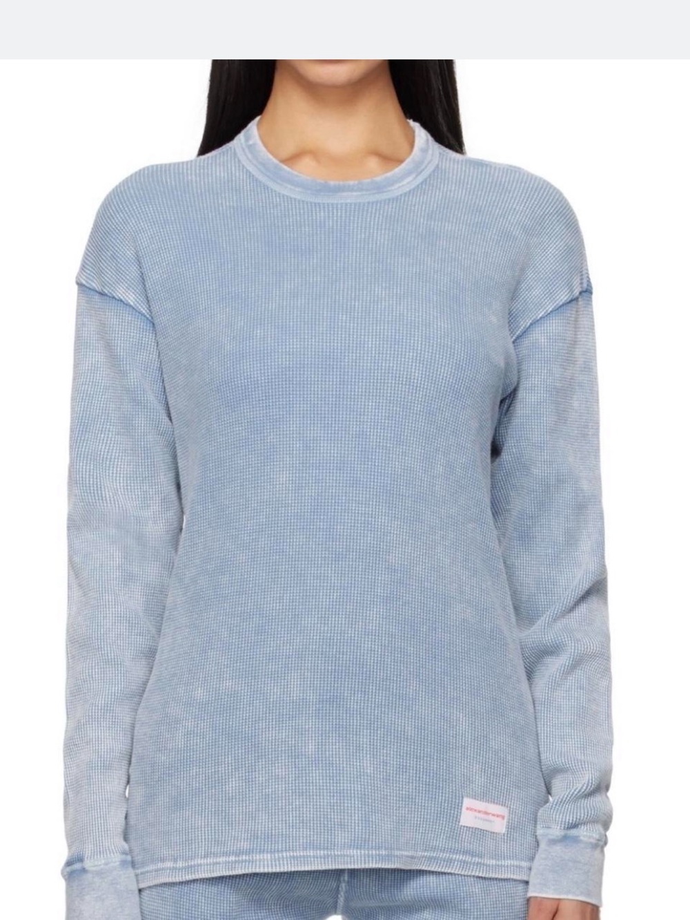 Alexander Wang Light Blue Ribbed Long Sleeve Tee